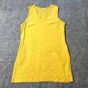 Briggs Womens XL Mustard Yellow‎ Sleeveless Ruffle Trim Dress Linen Blend Casual